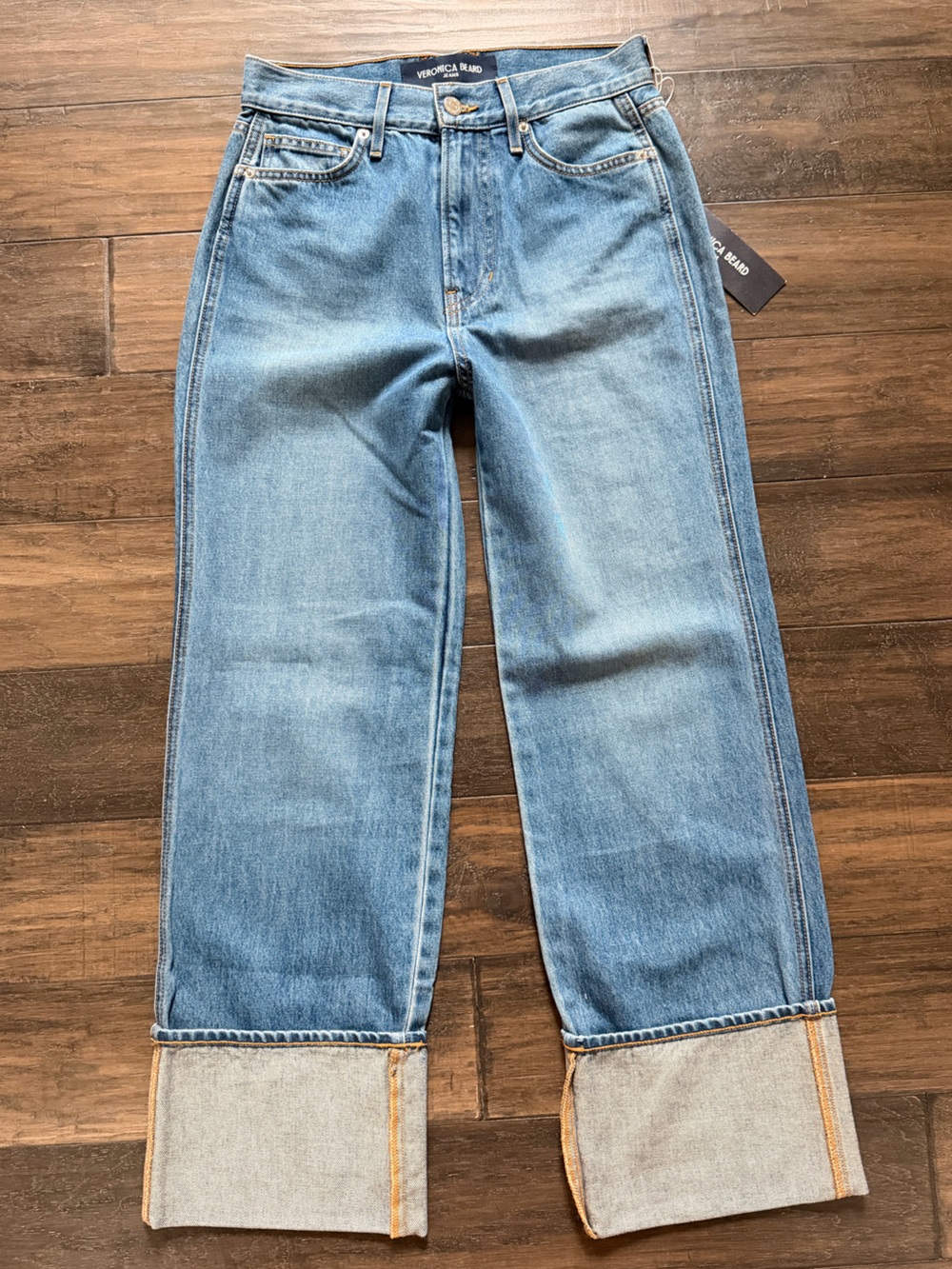 VERONICA BEARD Polished High-Wisted Wide Cuff Ankle Jeans 27 NWT $395!!
